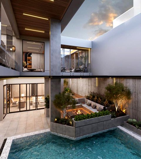 Private villa swimming pool and waterfalls thumb at Diriyah, Riyadh