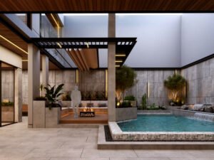 Pool & waterfalls